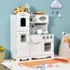OLAKIDS Kids Kitchen Playset, Wooden Play Kitchen for Toddlers with Blackboard Telephone, Water Dispenser Fridge Stove Oven Sink, Pretend Play Toys Cooking Gift for Boys Girls view 2