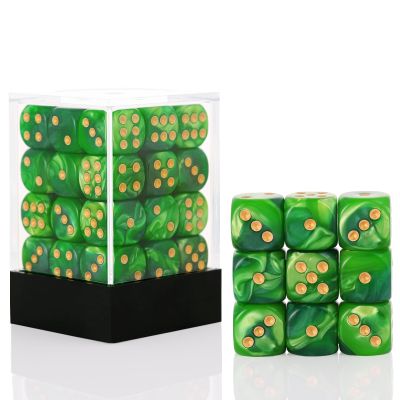 36 Mini Dice Set, 12mm 6 Sided D6 Game Dice, Two Colours (Dark Green & Light Green) with Portable Gaming Box