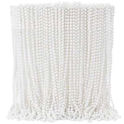 100 Pcs White Pearl Beaded Necklaces Bulk, Faux Pearl Beaded Necklaces (31.5 Inch, 7mm) For Wedding Birthday Party Decoration, Women Party Costume Accessories