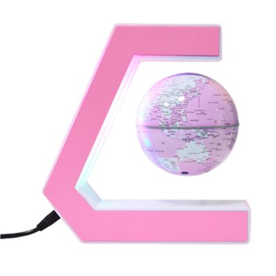 BEBEVOGUE Personalized Magnetic Levitation Floating Globe with LED Light Levitating World Globe for Office Home Desk Gadget Decor Accessories Cool Birthday Gift for Men Kids Boss Boys (Pink)