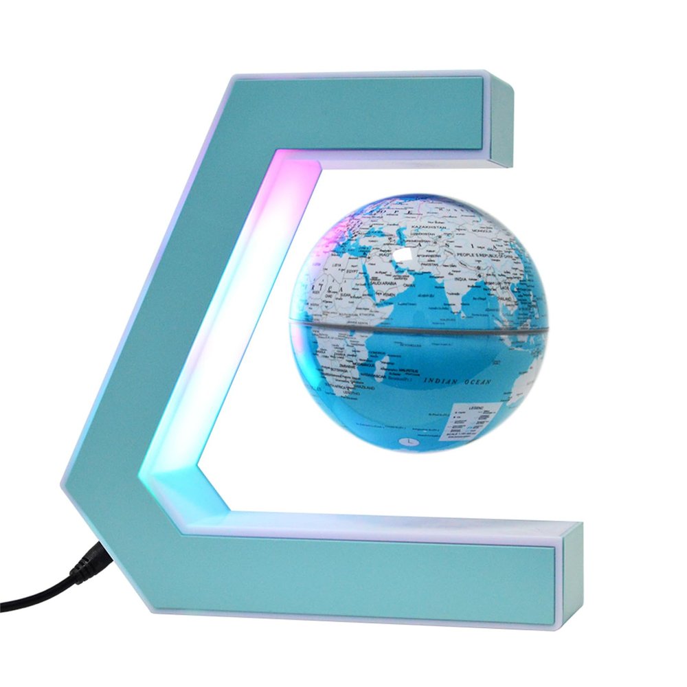 BEBEVOGUE Personalized Magnetic Levitation Floating Globe with LED Light Levitating World Globe for Office Home Desk Gadget Decor Accessories Cool Birthday Gift for Men Kids Boss Boys (Blue)