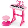 Honey Joy Kids Pink Keyboard Piano with Music Stand & Bench, Toy Baby Grand Piano with Microphone, Portable Electronic Educational Musical Instrument for Toddlers view 1