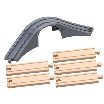 ToysCentral Basics Railway Bridge Figurine Wooden Train Track Expansion, Simulation, DIY Train Track Railway for Railroad Set Home Woodland, Gray