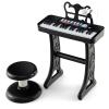Honey Joy Kids 37-Key Black Keyboard Piano with Music Stand & Bench, Toy Baby Grand Piano for Girls & Boys view 1
