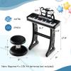 Honey Joy Kids 37-Key Black Keyboard Piano with Music Stand & Bench, Toy Baby Grand Piano for Girls & Boys view 3