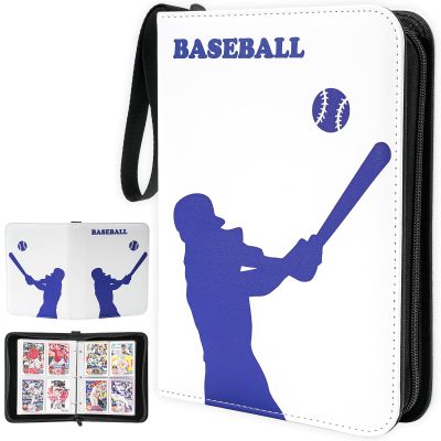ProCase 4-Pocket Baseball Card Binder Fits 440 Cards, Sport Trading Card Album Book with 55 Sleeves for Baseball Colletible Card Holder -Medium, Blue