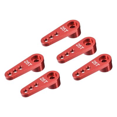 MECCANIXITY 5 Pcs Aluminum Alloy 25T Steering Servo Single Arm Horn Red for DIY RC Car/Boat/Airplane Boat Accessories