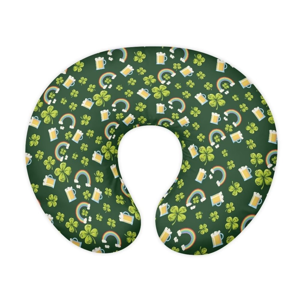 HUIACONG Alfalfa Grass Nursing Pillow Cover Beer Rainbow Breastfeeding Pillow Slipcover Cute Green Feeding Cushion Cover St. Patrick's Day Baby Sitting Support for Baby Girls & Boys