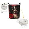 Foruidea Rose Dog Laundry Basket,Laundry Hamper,Collapsible Storage Bin, Oxford Fabric Clothes Baskets,Nursery Hamper For Home,Office,Dorm,Gift Basket view 2