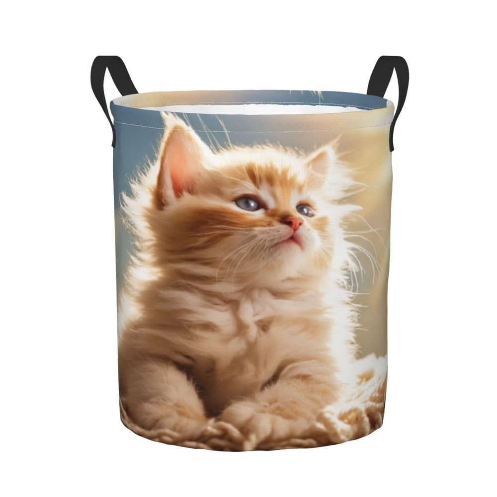Foruidea Kitten Laundry Basket,Laundry Hamper,Collapsible Storage Bin, Oxford Fabric Clothes Baskets,Nursery Hamper For Home,Office,Dorm,Gift Basket