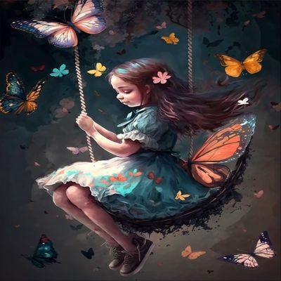 1000 Piece Jigsaw Puzzle Adults,Wooden Puzzles,Butterfly Girl Swing Puzzle-Adult Stress Relief Educational Toys-Fun Family Game-Wall Art-Colorful Puzzles for Home Decoration