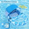 COOLCOOLDEE Pool Lounge Float with Canopy UPF50+,Extra Large Pool Floats for Adults Heavy Duty,Inflatable Lounger Float with Cup Holder & Backrest,Footrest view 2