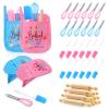 RoundFunny 48 Pcs Kids Mini Baking Supplies with Kitchen Utensil, Pot Holders, Spatula, Rolling Pin, Whisk for Kids Classroom School Exchange Party Favors (Small) view 1