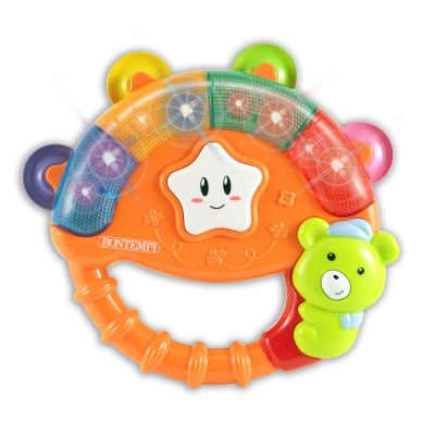 Bontempi BabyBeat Electronic Baby Tambourine with Lights and Sounds, Orange, 23 x 23 x 18.5 cm, 6+ Months