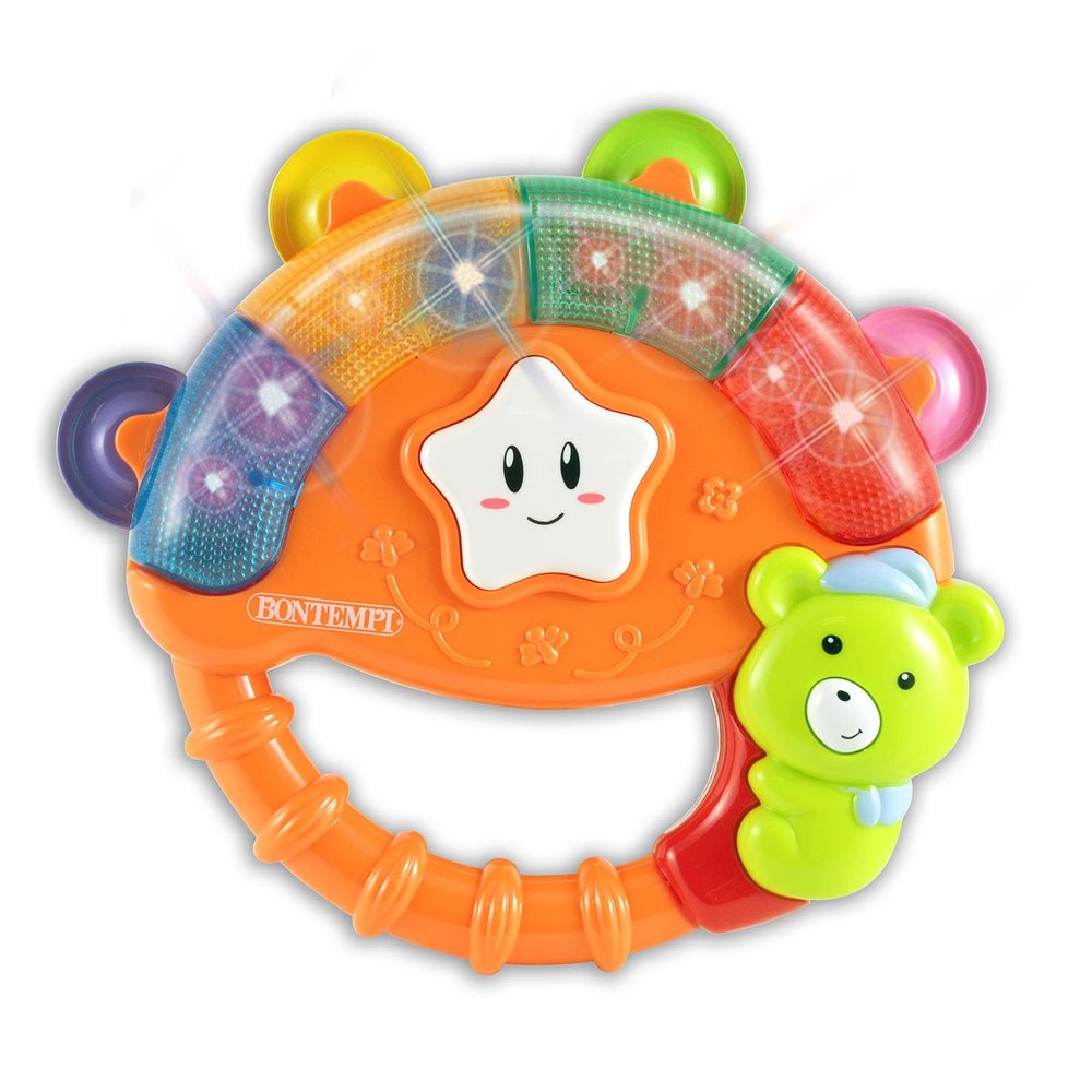 Bontempi BabyBeat Electronic Baby Tambourine with Lights and Sounds, Orange, 23 x 23 x 18.5 cm, 6+ Months