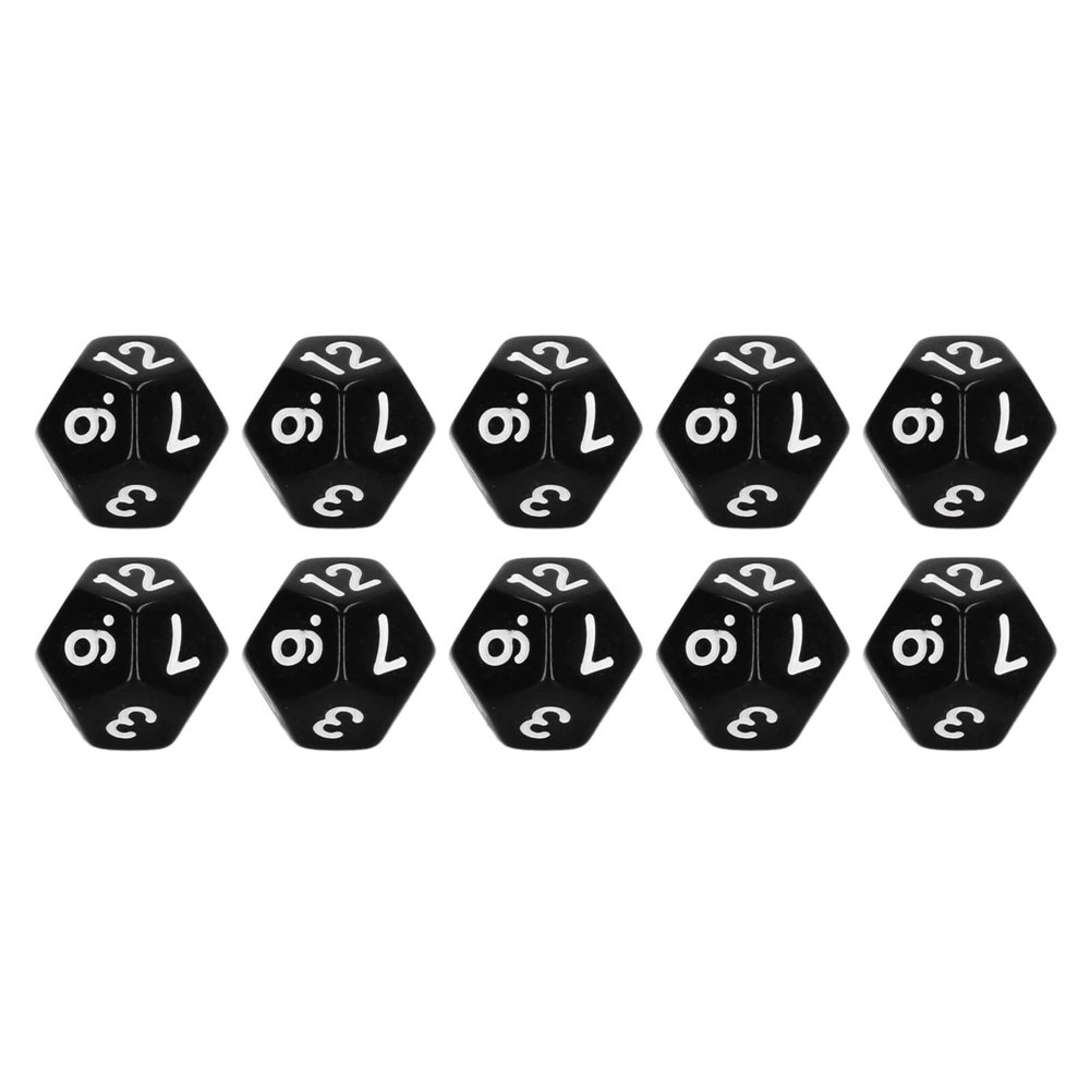 12 Sided Dice Set, 40 Pieces, Black, Plastic Polyhedral Dice for Board Games, Education, Entertainment