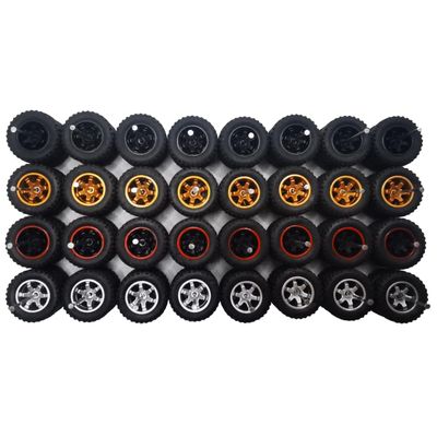 16 Set 1/64 Wheels Trucks Off Road 1 64 Wheels and Tires Set Simulation Custom Rubber Tires with 4 Suitable for Most 1:64 Diecast Truck Offroad Cars