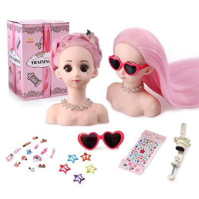 Anstar Mannequin Head with Hair, Doll Head for Hair Styling Training Head Manikin Practice Cosmetology Styling Hairdressing Training Braiding Heads with Clamp Holder (Pink)