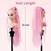 Anstar Mannequin Head with Hair, Doll Head for Hair Styling Training Head Manikin Practice Cosmetology Styling Hairdressing Training Braiding Heads with Clamp Holder (Pink) view 4