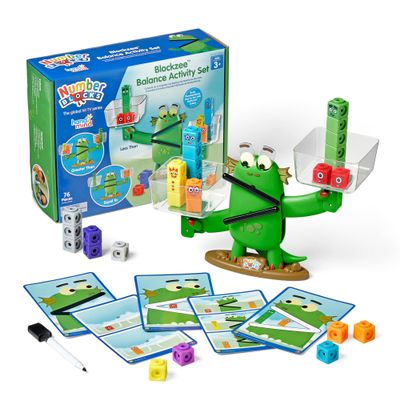 hand2mind Numberblocks Blockzee Balance Activity Set, 61 MathLink Cubes, Balance Scale, Educational Math Manipulatives, Numbers for Toddlers, Preschool Learning Activities, Birthday Gifts for Kids