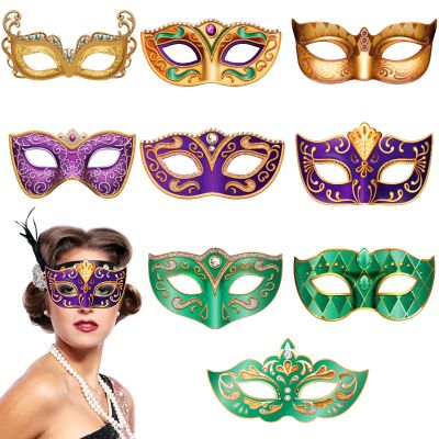 9 Pack Mardi Gras Paper Masks Carnival Parade Face Masks Diamonds Cardboard Masks for Mardi Gras Costume Dress Up Accessories Mardi Gras Photo Props for Women Girls Masquerade Party Favor Supplies