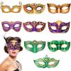 9 Pack Mardi Gras Paper Masks Carnival Parade Face Masks Diamonds Cardboard Masks for Mardi Gras Costume Dress Up Accessories Mardi Gras Photo Props for Women Girls Masquerade Party Favor Supplies view 1