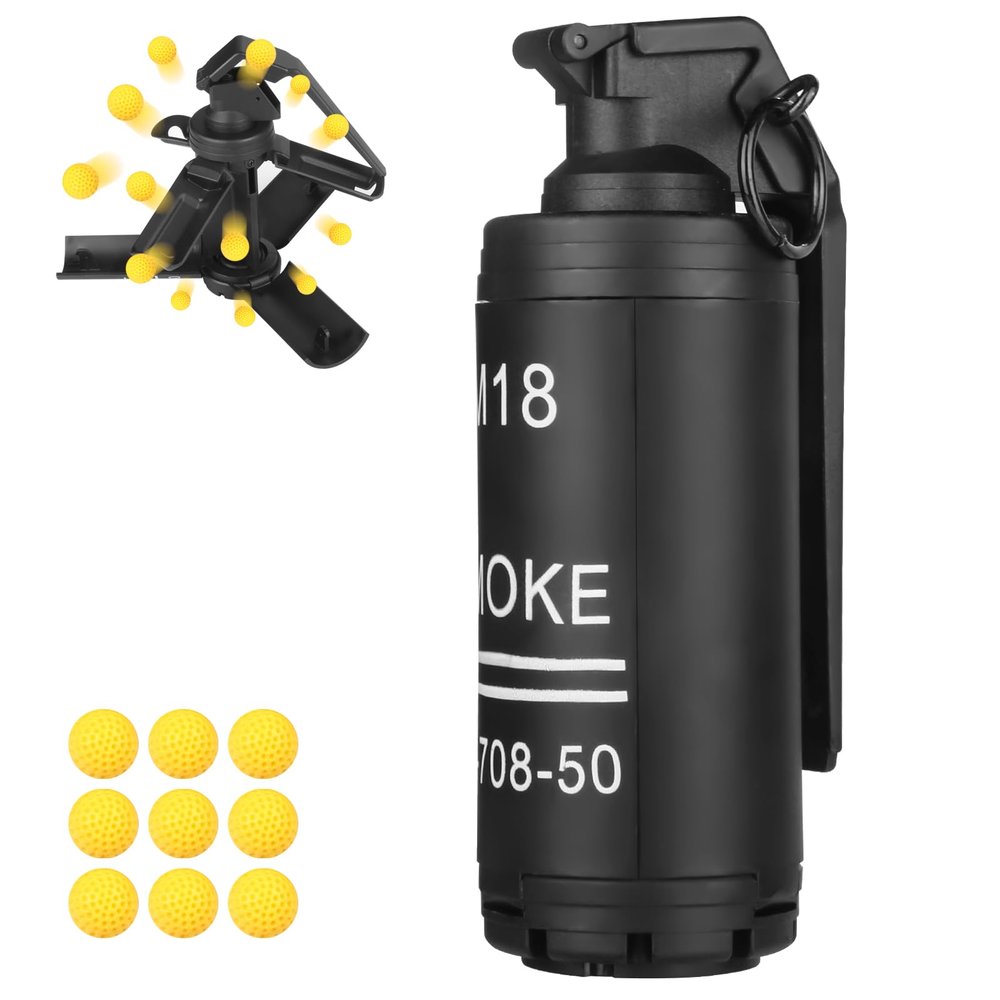 Hand Grenade Toy for CS Battle Game,with 9 Foam Ammo Fun Impact Tactical CS-Grenade Toys Halloween Outdoor Sport for Age 14 Years Old and up and Adults