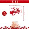 10PCS Valentines Heart Cake Toppers Glitter Letter Cupcake Toppers for Valentines Day Birthday Wedding Anniversary Engagement Party Cake Decoration Supplies Red view 2