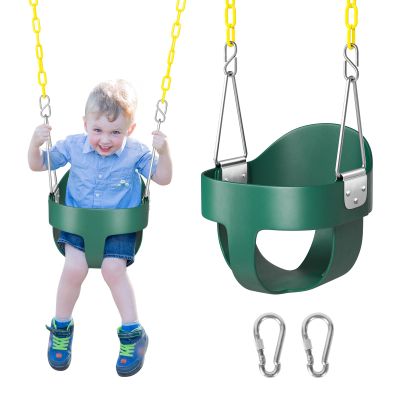 DECORLIFE Toddler Swing, Baby Swing Outdoor High Back Full Bucket Swing Set, 330lb Capacity, Safety Design, Plastic-Coated Chains and Quick-Snap Carabiners for Backyard, Playground