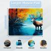 BPQOJB for MTG Playmat 13.78 x 17.3 inch Durable Play Mats with Zones and Non-Slip Rubber Stitched Play Mat Smooth Surface for MTG TCG and Other Battle Game Card - Yellow Trees and Deer view 2