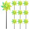Hausse 10 Pack Reflective Pinwheels Wind Spinner, Extra Sparkly Pinwheel with Stakes, Bird Repellent Blinder Devices Deterrent to Scare Birds Away from Yard Patio Farm Garden, Transparent Yellow view 1