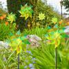 Hausse 10 Pack Reflective Pinwheels Wind Spinner, Extra Sparkly Pinwheel with Stakes, Bird Repellent Blinder Devices Deterrent to Scare Birds Away from Yard Patio Farm Garden, Transparent Yellow view 2