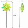 Hausse 10 Pack Reflective Pinwheels Wind Spinner, Extra Sparkly Pinwheel with Stakes, Bird Repellent Blinder Devices Deterrent to Scare Birds Away from Yard Patio Farm Garden, Transparent Yellow view 3