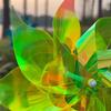 Hausse 10 Pack Reflective Pinwheels Wind Spinner, Extra Sparkly Pinwheel with Stakes, Bird Repellent Blinder Devices Deterrent to Scare Birds Away from Yard Patio Farm Garden, Transparent Yellow view 4