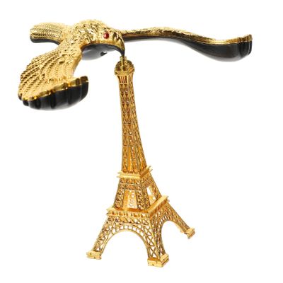 Totority Ornaments Balancing Bird Statue Balance Eagle Balance Bird Gravity Self Balance Toy Eiffel Tower Sculpture Balancing Bird Ornament Kid Toy Wheel Household Zinc Alloy