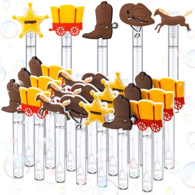30 Pcs Bubbles Party Favors Mini Bubble Wands Tube Bulk Theme Maker Goodie Bags Stuffer Prizes Birthday Gift for Solution(Western)
