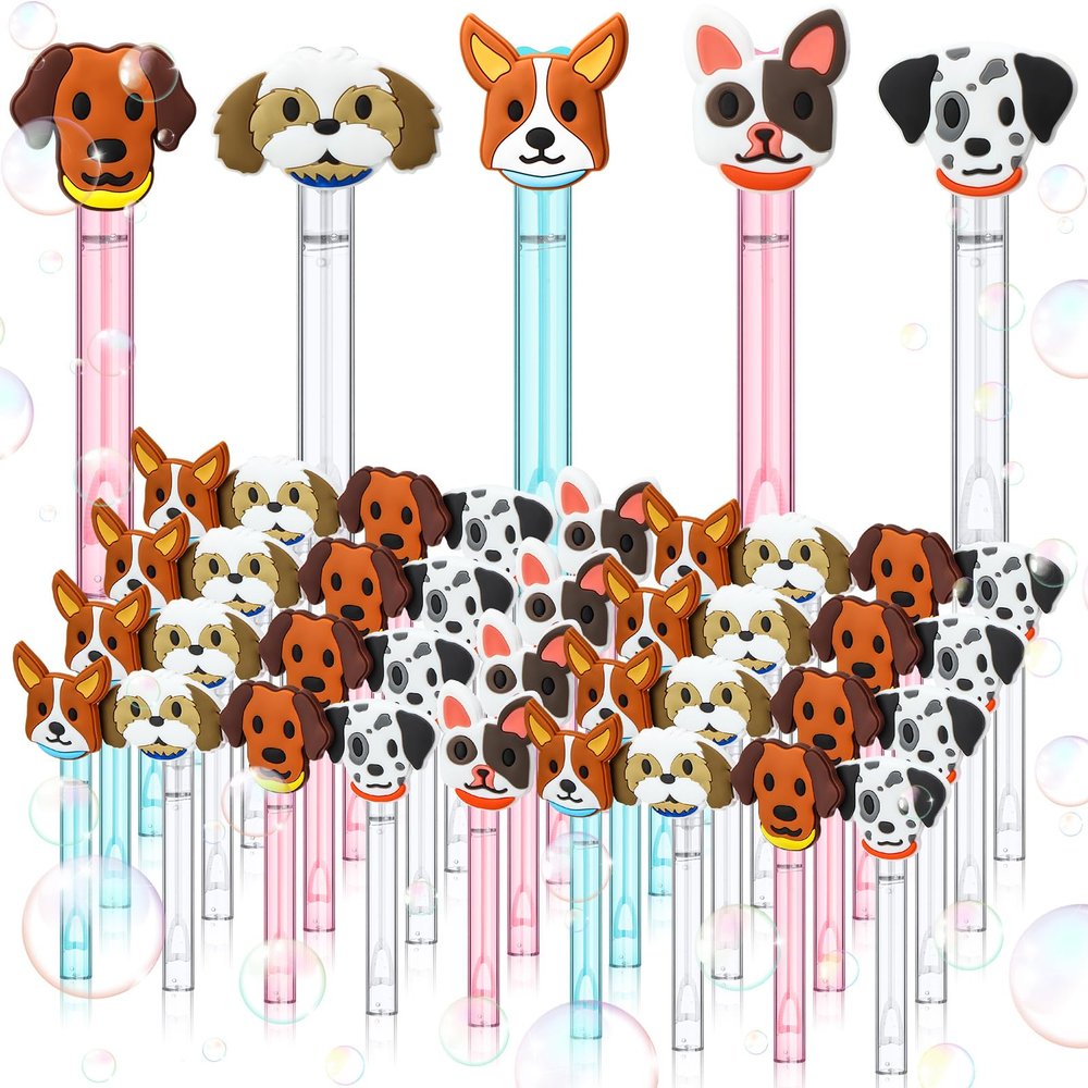 30 Pcs Bubbles Party Favors Mini Bubble Wands Tube Bulk Theme Maker Goodie Bags Stuffer Prizes Birthday Gift for Solution(Dog)