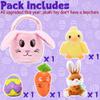 CAMIRUS Fluffy Easter Bunny Basket Set, Easter Basket Playset with Stuffed Plush Bunny Duck Egg Carrot for Baby Kids Easter Party Decorations Supplies Easter Basket Fillers view 2