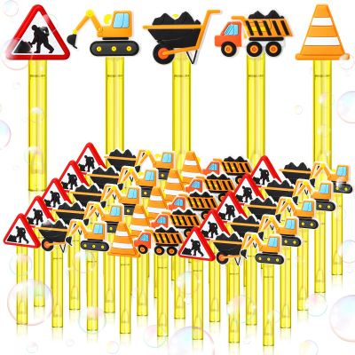 30 Pcs Bubbles Party Favors Mini Bubble Wands Tube Bulk Theme Maker Goodie Bags Stuffer Prizes Birthday Gift for Solution(Construction Vehicle)