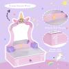 BRINJOY Wooden Vanity Set for Kids, Toddler Tabletop Beauty Salon Play Set w/Accessories & Drawer, Princess Makeup Pretend Play Vanity Table Toy with Mirror for Little Girls Age 3-8 view 3