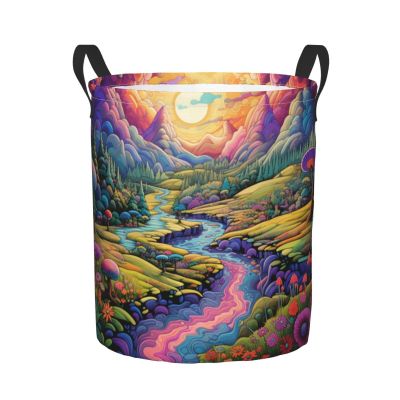 Foruidea Hippie Psychedelic Laundry Basket,Laundry Hamper,Collapsible Storage Bin, Oxford Fabric Clothes Baskets,Nursery Hamper For Home,Office,Dorm,Gift Basket