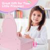 BRINJOY Wooden Vanity Set for Kids, Toddler Tabletop Beauty Salon Play Set w/Accessories & Drawer, Princess Makeup Pretend Play Vanity Table Toy with Crown Shaped Mirror for Little Girls Age 3-8 view 3