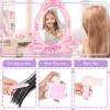BRINJOY Wooden Vanity Set for Kids, Toddler Tabletop Beauty Salon Play Set w/Accessories & Drawer, Princess Makeup Pretend Play Vanity Table Toy with Crown Shaped Mirror for Little Girls Age 3-8 view 4