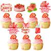 Balterever 36pcs Strawberry Baby Shower Cupcake Toppers Strawberry Baby Shower Decorations A Berry Sweet Baby is On the Way Decors for Strawberry Party Supplies view 1