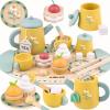 Tea Sets for Toddlers 3-5 Girl Birthday Gift 3 Year Old Princess Party Wooden Play Food Toy Sets for Kids Kitchen Accessories Age 3 4 5 6 Wood Educational Toys view 1