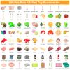 150Pcs Kitchen Playset, Toddlers Pretend Cooking Cookware Accessories, Food, Picnic Blanket, Fruits, Veges, 2Pack Shopping Storage Basket, Dessert and Prop Money, Gift for Kids (Pink) view 3