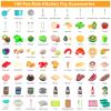 150Pcs Kitchen Playset, Toddlers Pretend Cooking Cookware Accessories, Food, Picnic Blanket, Fruits, Veges, 2Pack Shopping Storage Basket, Dessert and Prop Money, Gift for Kids (Turquoise) view 3