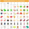 150Pcs Kitchen Playset, Toddlers Pretend Cooking Cookware Accessories, Food, Picnic Blanket, Fruits, Veges, 2Pack Shopping Storage Basket, Dessert and Prop Money, Gift for Kids (White) view 3