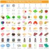 150Pcs Kitchen Playset, Toddlers Pretend Cooking Cookware Accessories, Food, Picnic Blanket, Fruits, Veges, 2Pack Shopping Storage Basket, Dessert and Prop Money, Gift for Kids (Blue) view 3