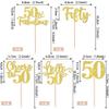 30 PCS Happy 50th Birthday Cupcake Toppers Glitter Fifty Hello 50 Cupcake Picks 50 & Fabulous Cheers to 50 Years Cake Decorations for 50th Birthday Anniversary Party Supplies Gold view 2